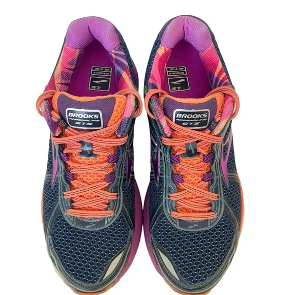 Brooks Adrenaline GTS 15 Women's Purple Orange Navy Athletic Running Shoes Sz 10 - Picture 5 of 7